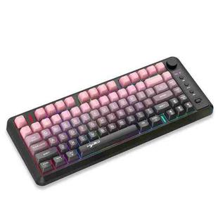 HXSJ L400 Three-mode Wireless RGB Light Thin Film 81 Keys Keyboard(Gradient Black Pink)