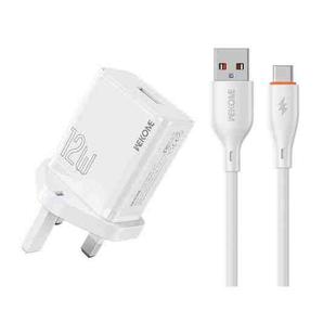 UK Plug  WK WP-U76 Kinkong 12W USB Charger Set(with Type-C Cable)