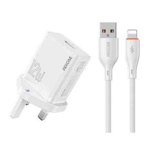 UK Plug  WK WP-U76 Kinkong 12W USB Charger Set(with 8 Pin Cable)