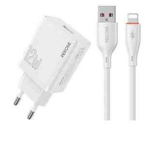 EU Plug WK WP-U76 Kinkong 12W USB Charger Set(with 8 Pin Cable)
