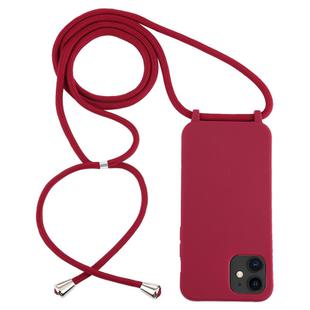 For iPhone 12 mini Candy Colors TPU Protective Case with Lanyard(Red)