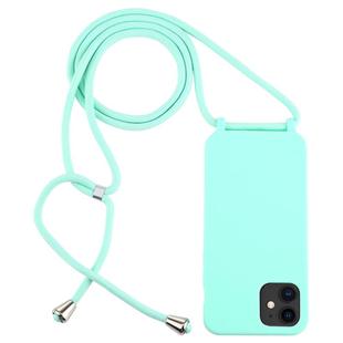 For iPhone 12 mini Candy Colors TPU Protective Case with Lanyard(Mint Green)