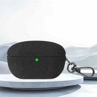 For Sony WF-1000XM5 Fine Cloth Earphone Case with Hook(Black)