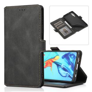 For Huawei P30 Retro Magnetic Closing Clasp Horizontal Flip Leather Case with Holder & Card Slots & Photo Frame & Wallet(Black)