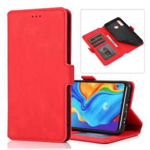 For Huawei P30 Lite Retro Magnetic Closing Clasp Horizontal Flip Leather Case with Holder & Card Slots & Photo Frame & Wallet(Red)