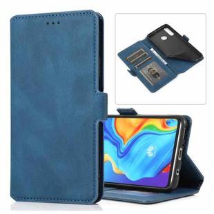 For Huawei P30 Lite Retro Magnetic Closing Clasp Horizontal Flip Leather Case with Holder & Card Slots & Photo Frame & Wallet(Navy Blue)