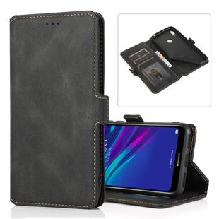 For Huawei Y6 (2019) Retro Magnetic Closing Clasp Horizontal Flip Leather Case with Holder & Card Slots & Photo Frame & Wallet(Black)