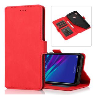 For Huawei Y6 (2019) Retro Magnetic Closing Clasp Horizontal Flip Leather Case with Holder & Card Slots & Photo Frame & Wallet(Red)