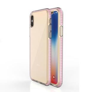 For iPhone X / XS TPU Double-color Shockproof Protective Case(Pink)