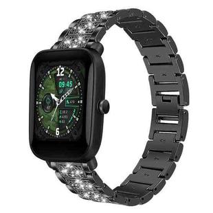20mm For Amazfit Bip U / Lite / Bip 3 Pro xDfind Diamond Jewelry Steel Watch Band(Black)