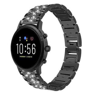 22mm For Fossil Gen 5 Carlyle/Julianna/Garrett xDfind Diamond Jewelry Steel Watch Band(Black)