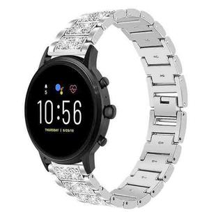 22mm For Fossil Gen 5 Carlyle/Julianna/Garrett xDfind Diamond Jewelry Steel Watch Band(Silver)