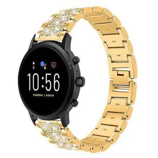 22mm For Fossil Gen 5 Carlyle/Julianna/Garrett xDfind Diamond Jewelry Steel Watch Band(Gold)