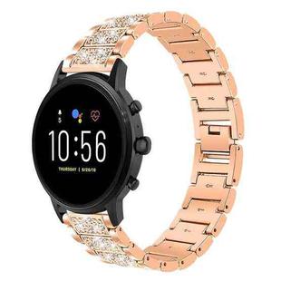 22mm For Fossil Gen 5 Carlyle/Julianna/Garrett xDfind Diamond Jewelry Steel Watch Band(Rose Gold)