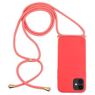 For iPhone 12 mini Wheat TPU Protective Case with Lanyard(Red)