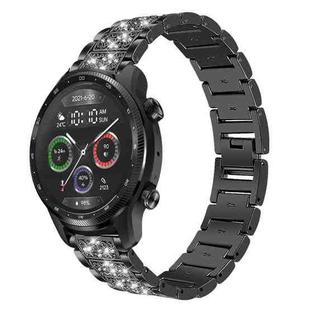 22mm For Ticwatch Pro X / Pro3 / Pro / GTX / E2 xDfind Diamond Jewelry Steel Watch Band(Black)