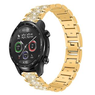 22mm For Ticwatch Pro X / Pro3 / Pro / GTX / E2 xDfind Diamond Jewelry Steel Watch Band(Gold)