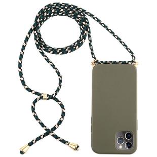 For iPhone 12 / 12 Pro Wheat TPU Protective Case with Lanyard(Dark Green)