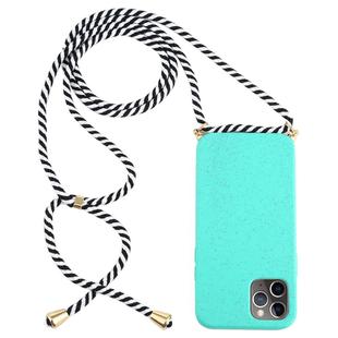 For iPhone 12 / 12 Pro Wheat TPU Protective Case with Lanyard(Mint Green)