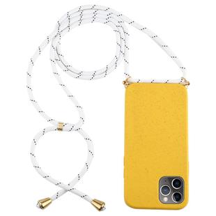 For iPhone 12 / 12 Pro Wheat TPU Protective Case with Lanyard(Yellow)