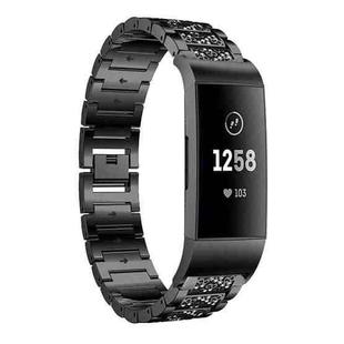 For Fitbit Charge 4 / 3 18mm xDfind Diamond Jewelry Stainless Steel Watch Band(Black)