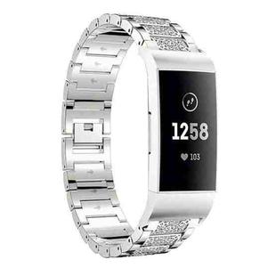 For Fitbit Charge 4 / 3 18mm xDfind Diamond Jewelry Stainless Steel Watch Band(Silver)
