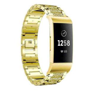 For Fitbit Charge 4 / 3 18mm xDfind Diamond Jewelry Stainless Steel Watch Band(Gold)