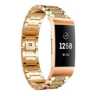 For Fitbit Charge 4 / 3 18mm xDfind Diamond Jewelry Stainless Steel Watch Band(Rose Gold)