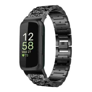 For Fitbit Inspire 3 12mm xDfind Diamond Jewelry Stainless Steel Watch Band(Black)