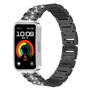For Huawei Band 10 / 9 / 8 14mm xDfind Diamond Jewelry Stainless Steel Watch Band(Black)