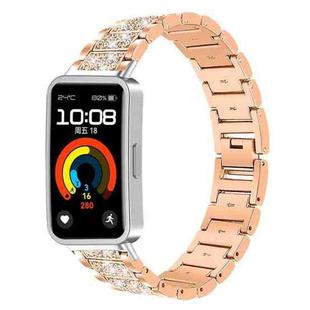For Huawei Band 10 / 9 / 8 14mm xDfind Diamond Jewelry Stainless Steel Watch Band(Rose Gold)