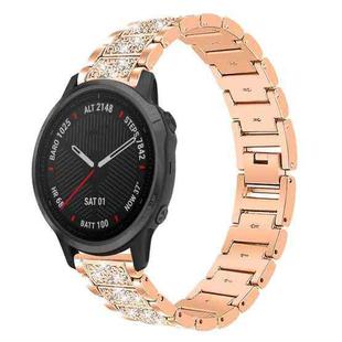 For Garmin Fenix 8/7S/6S/5S 20mm 18mm xDfind Diamond Jewelry Stainless Steel Watch Band(Rose Gold)