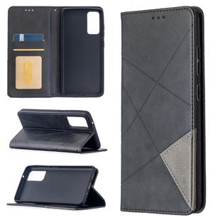 For Samsung Galaxy S20 FE 5G / S20 Lite Rhombus Texture Horizontal Flip Magnetic Leather Case with Holder & Card Slots(Black)
