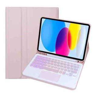 For iPad 11 2025 / 10th Gen 10.9 2022 A10B-AS Backlight Bluetooth Touch Keyboard Leather Tablet Case with Pen Slot(Pink)