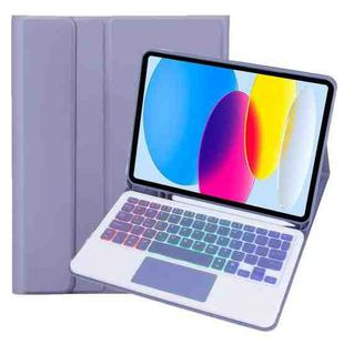For iPad 11 2025 / 10th Gen 10.9 2022 A10B-AS Backlight Bluetooth Touch Keyboard Leather Tablet Case with Pen Slot(Dark Purple)