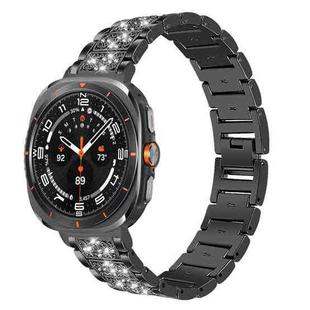 For Samsung Galaxy Watch Ultra 47mm 22mm xDfind Diamond Jewelry Stainless Steel Watch Band(Black)