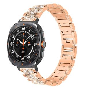 For Samsung Galaxy Watch Ultra 47mm 22mm xDfind Diamond Jewelry Stainless Steel Watch Band(Rose Gold)