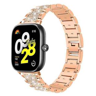 For Xiaomi Smart Band 9 Pro/Redmi Watch 5 20mm xDfind Diamond Jewelry Stainless Steel Watch Band(Rose Gold)