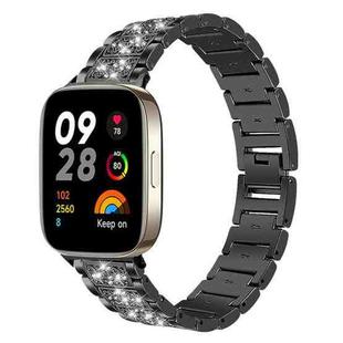 For Redmi Watch 3 20mm xDfind Diamond Jewelry Stainless Steel Watch Band(Black)