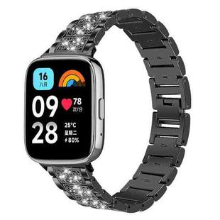 For Redmi Watch 3 Active / Lite 20mm xDfind Diamond Jewelry Stainless Steel Watch Band(Black)