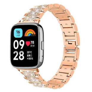 For Redmi Watch 3 Active / Lite 20mm xDfind Diamond Jewelry Stainless Steel Watch Band(Rose Gold)