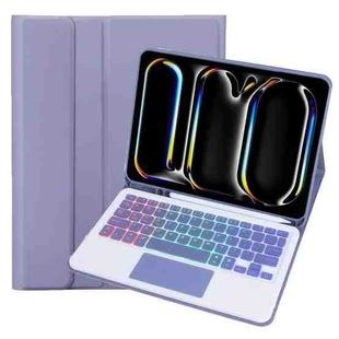 For iPad Pro 11 2024 A13B-AS Backlight Bluetooth Touch Keyboard Leather Tablet Case with Pen Slot(Dark Purple)