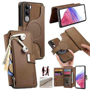 For vivo V40 Lite / V30e CaseNeo MagSafe RFID Anti-theft Zipper Wallet Retro Leather Phone Case(Brown)