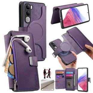 For vivo V40 Lite / V30e CaseNeo MagSafe RFID Anti-theft Zipper Wallet Retro Leather Phone Case(Purple)