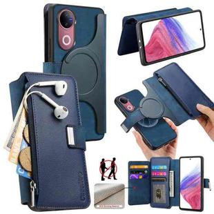 For vivo V50 CaseNeo MagSafe RFID Anti-theft Zipper Wallet Retro Leather Phone Case(Blue)