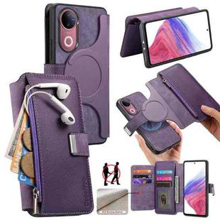 For vivo V50 CaseNeo MagSafe RFID Anti-theft Zipper Wallet Retro Leather Phone Case(Purple)