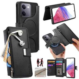 For vivo Y300+ / Y200 Pro CaseNeo MagSafe RFID Anti-theft Zipper Wallet Retro Leather Phone Case(Black)