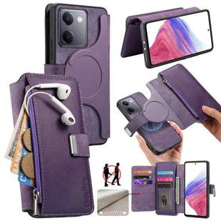 For vivo Y300+ / Y200 Pro CaseNeo MagSafe RFID Anti-theft Zipper Wallet Retro Leather Phone Case(Purple)