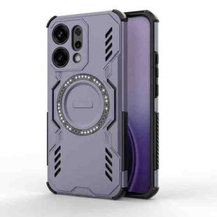 For OPPO Reno14 5G Global Butterfly Armor MagSafe Magnetic Ring Shockproof Phone Case(Purple)