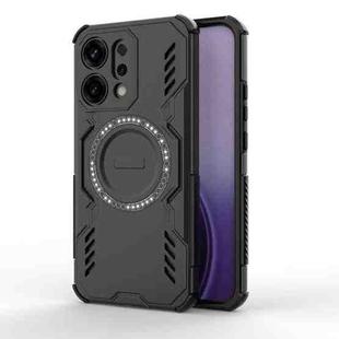 For OPPO Reno14 5G Global Butterfly Armor MagSafe Magnetic Ring Shockproof Phone Case(Black)